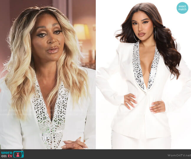 Fashion Nova Razzle Dazzle Embellished Pant Set worn by Karen Huger on The Real Housewives of Potomac