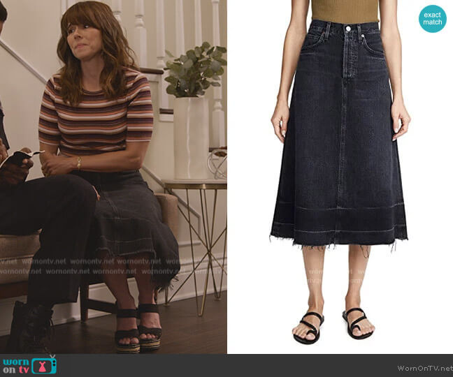 Citizens of Humanity Florence Skirt worn by Judy Hale (Linda Cardellini) on Dead to Me