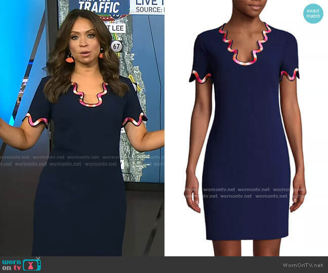 Trina Turk Flourish Swirl Trim Dress worn by Adelle Caballero on Today