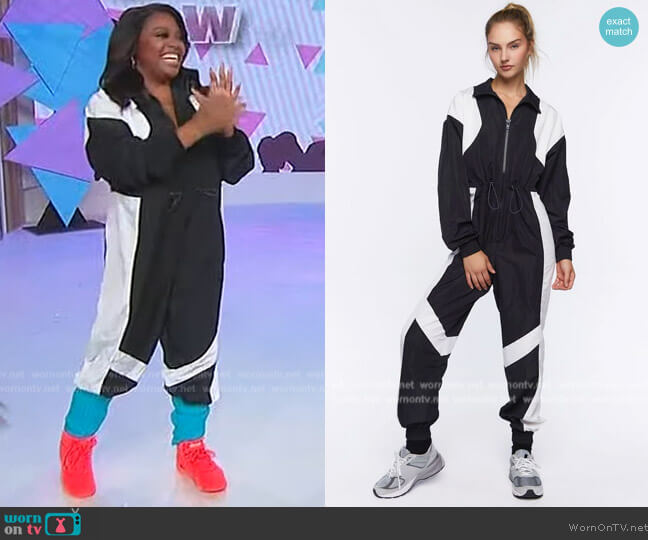Forever 21 Active Colorblock Windbreaker Jumpsuit worn by Sherri Shepherd on Sherri