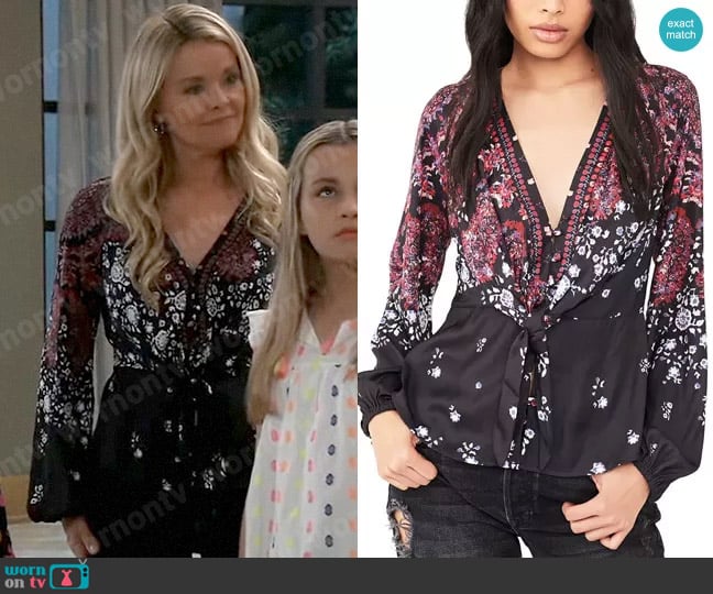 Free People Run Free Tunic Top in Night Combo worn by Felicia Scorpio (Kristina Wagner) on General Hospital