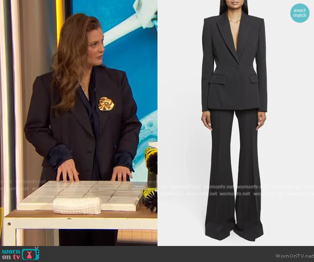 Gabriela Hearst Bertha Single-Breasted Wool Blazer worn by Drew Barrymore on The Drew Barrymore Show