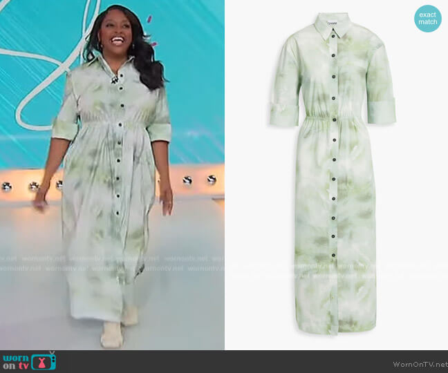 Ganni Tie-dyed organic cotton-poplin maxi shirt dress worn by Sherri Shepherd on Sherri