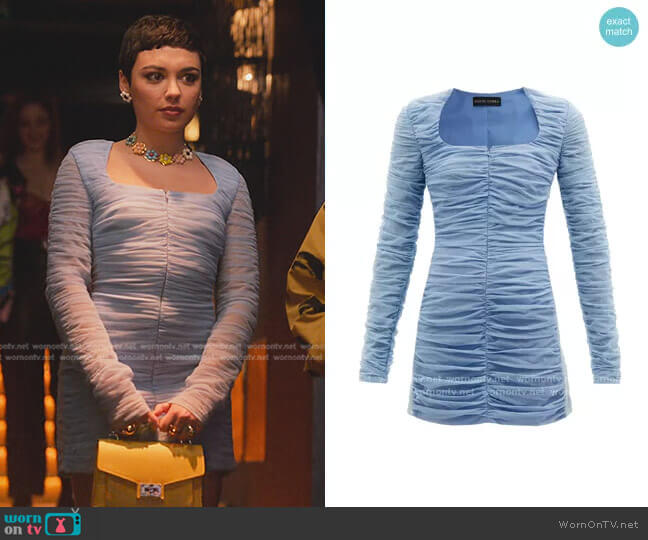 David Koma Gathered Long Sleeve Mini Dress worn by Ari Blanco (Carla Diaz) on Elite