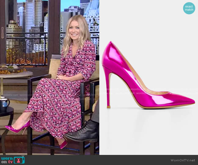 Gianvito Rossi Mirror Calfskin Stiletto Pumps worn by Kelly Ripa on Live with Kelly and Mark