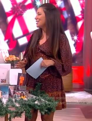 Gretta Monahan’s brown printed mini dress on The View