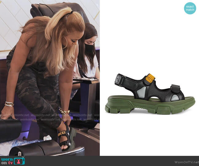 Gucci Leather and mesh sandals worn by Gizelle Bryant on The Real Housewives of Potomac