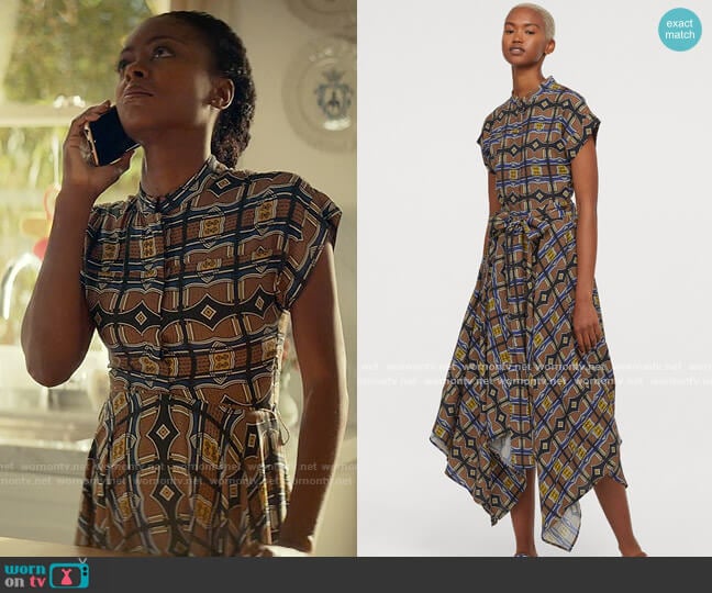 H&M x Mantsho Asymmetric Dress worn by Zora Wheeler (Danielle Deadwyler) on From Scratch