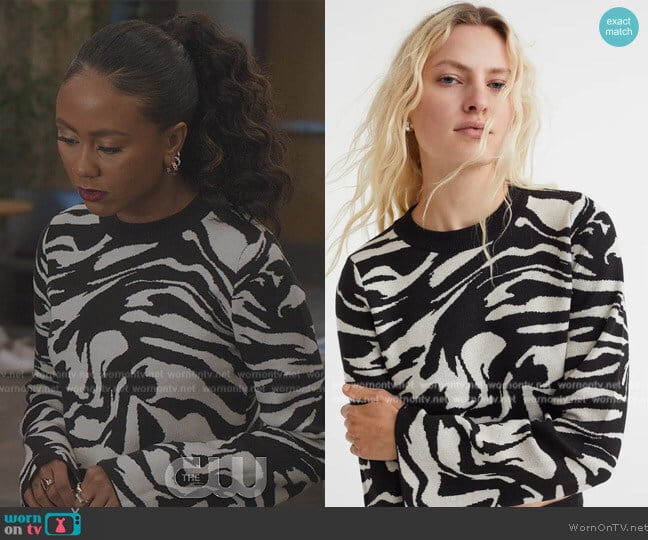 H&M Jacquard-knit Crop Sweater worn by Keisha (Netta Walker) on All American Homecoming