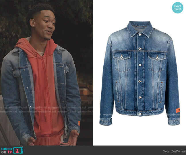 Heron Preston Stonewashed Denim Jacket worn by Damon (Peyton Alex Smith) on All American Homecoming