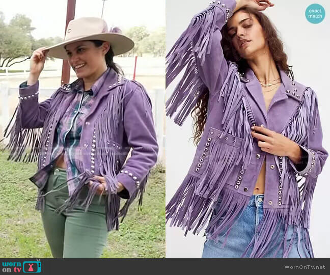 Free People Howdy Studded Jacket worn by Donna Farizan on Today