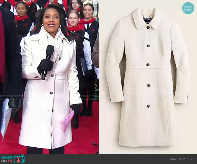J. Crew Classic Lady Day Coat in Italian Double-Cloth Wool with Thinsulate worn by Sheinelle Jones on Today