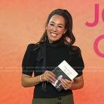 Joanna Gaines’s black tie neck top and green skirt on Today