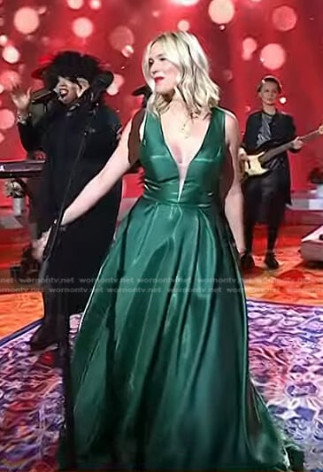 Joss Stone’s green satin gown on Today