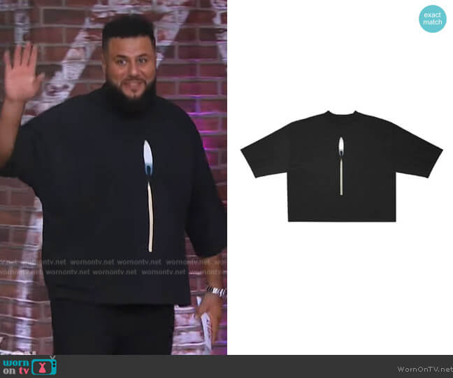 Kanye West Lit Match T-shirt worn by Mohammed Amer on The Kelly Clarkson Show