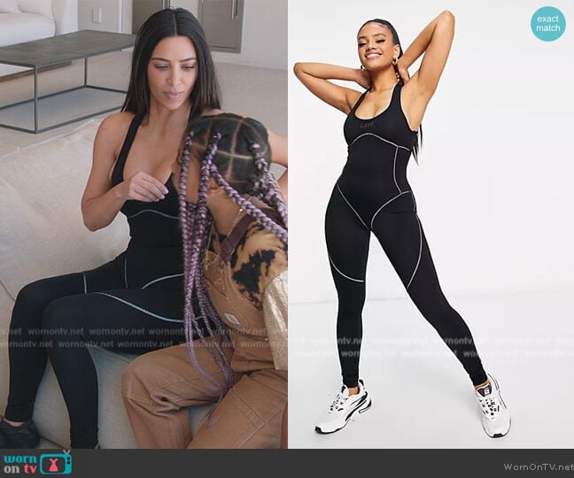 Lapp Motif contour jumpsuit in black worn by Kim Kardashian (Kim Kardashian) on The Kardashians