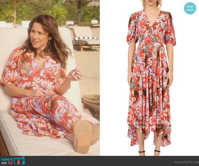 Maje Rehana Floral Printed Midi Dress worn by Judy Hale (Linda Cardellini) on Dead to Me