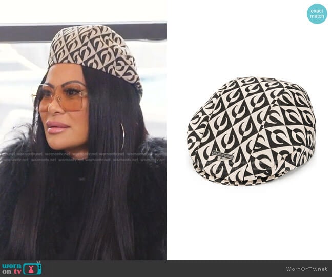 Marine Serre Half Moon Print Beret worn by Jen Shah on The Real Housewives of Salt Lake City