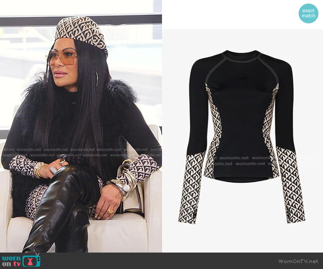 Marine Serre Second Skin Moon Lozenge Top worn by Jen Shah on The Real Housewives of Salt Lake City
