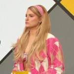 Meghan Trainor’s pink embellished cardigan on The Drew Barrymore Show