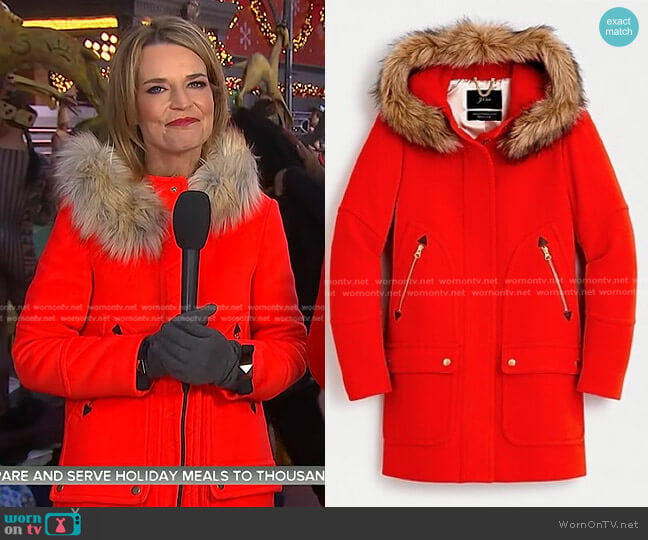 J. Crew Chateau Parka in Italian Stadium-Cloth Wool worn by Savannah Guthrie on Today