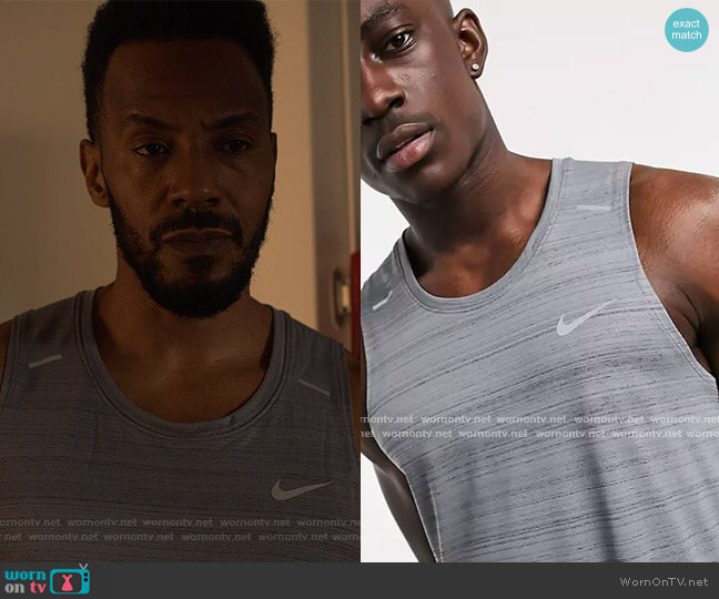 Nike Running miler tank top in gray worn by (McKinley Freeman) on Reasonable Doubt
