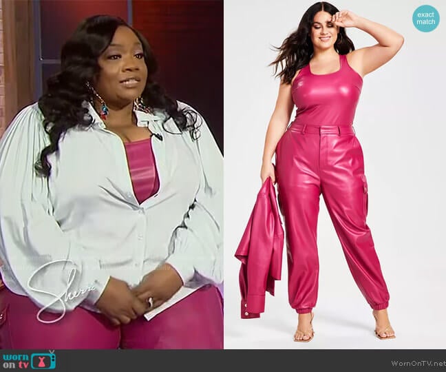 Nina Parker Pink Leather Top worn by Ms. Pat on Sherri