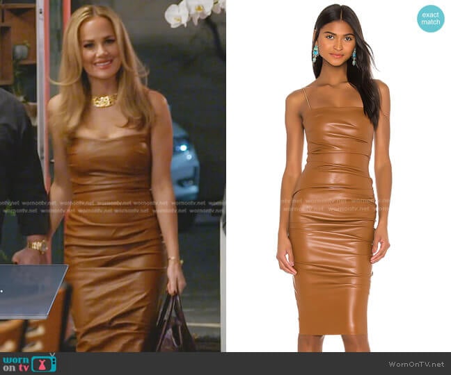 Nookie Posse x REVOLVE Faux Leather Midi Dress worn by Angie Harrington on The Real Housewives of Salt Lake City