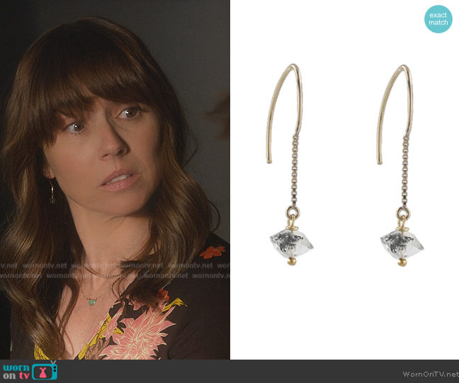 Peggy Li Half Herkimer Threader Earrings worn by Judy Hale (Linda Cardellini) on Dead to Me