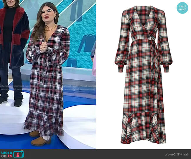 Petersyn Plaid Salal Wrap Dress worn by Kathy Buccio on Today