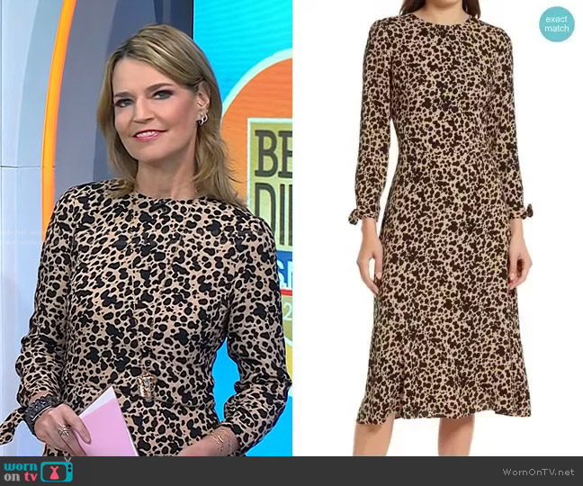 Reformation Port Print Long Sleeve Midi Dress worn by Savannah Guthrie on Today