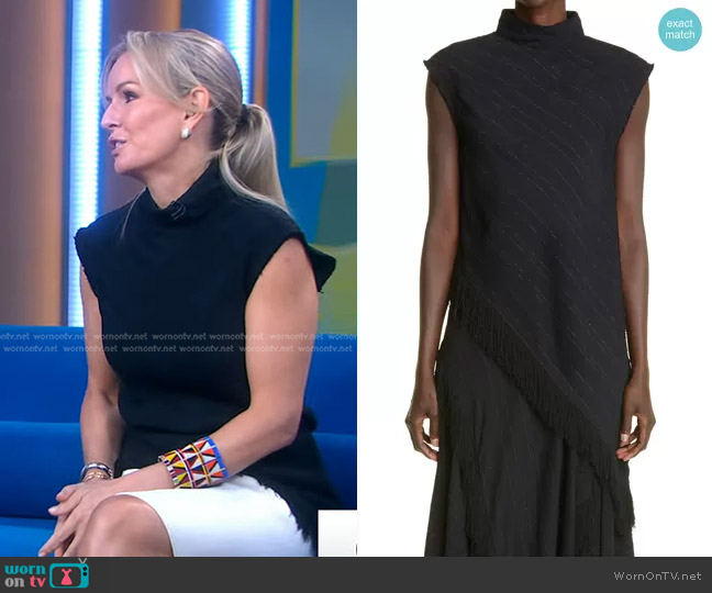 Proenza Schouler Stripe Fringe Asymmetric Top worn by Dr. Jennifer Ashton on Good Morning America