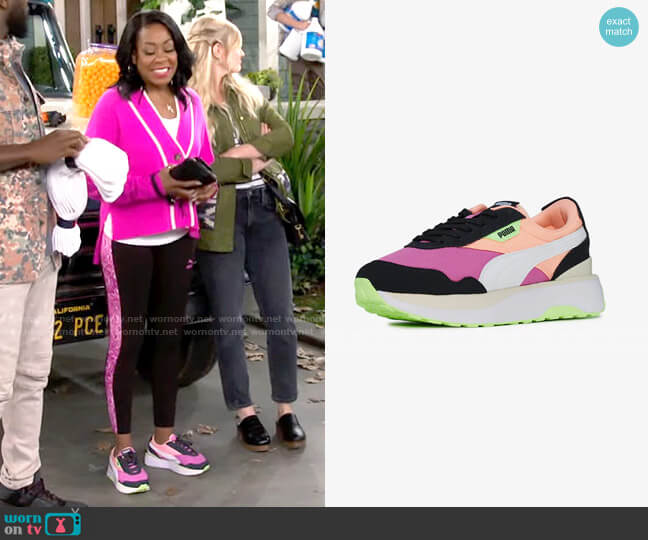 Puma Cruise Rider Silk Road Sneakers in Fizzy Melon / Ebony worn by Tina Butler (Tichina Arnold) on The Neighborhood