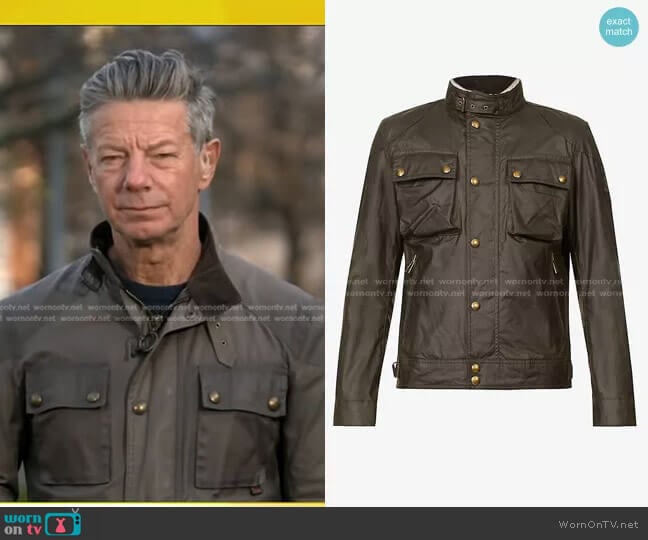 Belstaff Racemaster Funnel-Neck Waxed Cotton Jacket worn by Ian Pannell on Good Morning America