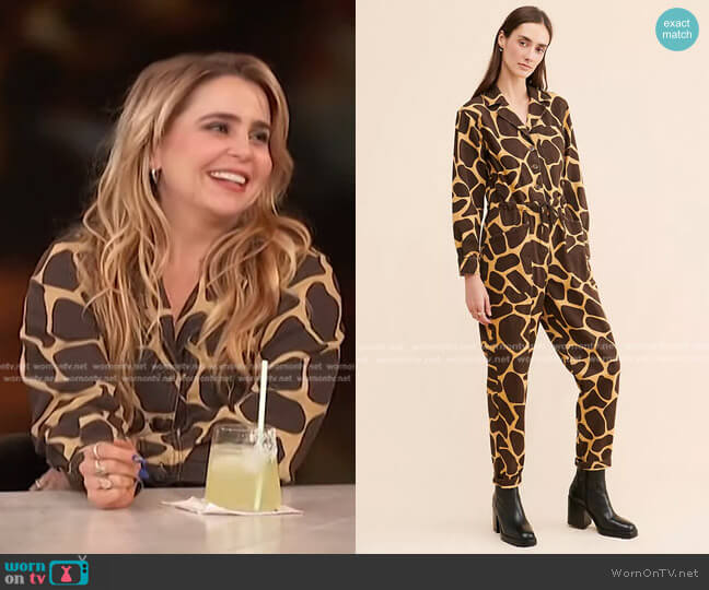 Rachel Antonoff Ziggy Coveralls worn by Mae Whitman on Access Hollywood