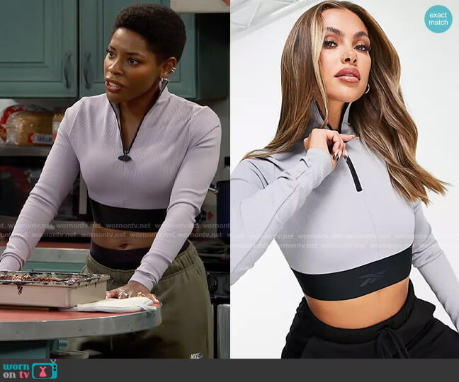 Reebok x Cardi B Ribbed Crop Top worn by Necie (Chelsea Harris) on The Neighborhood