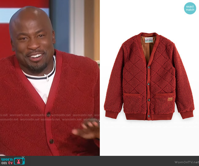 Scotch and Soda Teddy Cardigan Sweater worn by Akbar Gbajabiamila on The Talk
