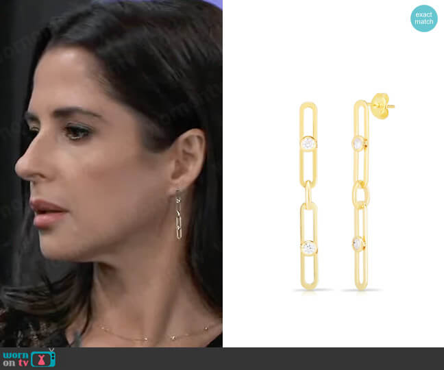 Sphera Milano Gold Drop Earrings worn by Sam McCall (Kelly Monaco) on General Hospital
