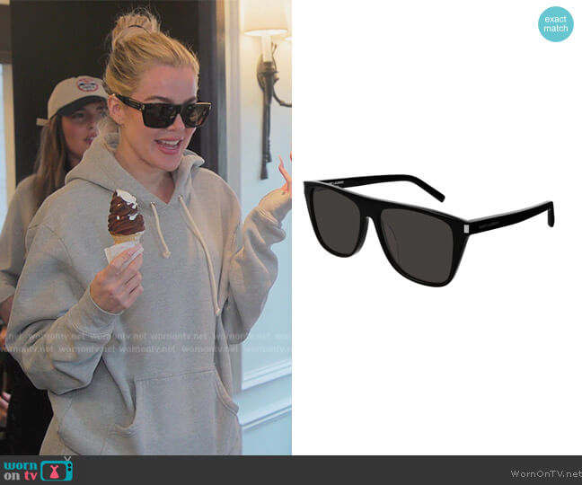 Saint Laurent Flat-top acetate sunglasses worn by Khloe Kardashian (Khloe Kardashian) on The Kardashians