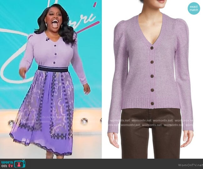 Saks Fifth Avenue Puff Sleeve Cashmere Cardigan worn by Sherri Shepherd on Sherri