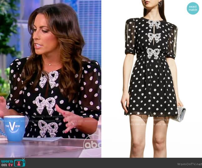 Saloni Jamie Short Polka-Dot Silk Bow Dress worn by Alyssa Farah Griffin on The View