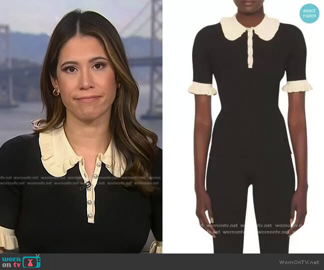 Sandro Solange Ruffled Polo Sweater worn by Deirdre Bosa on NBC News Daily