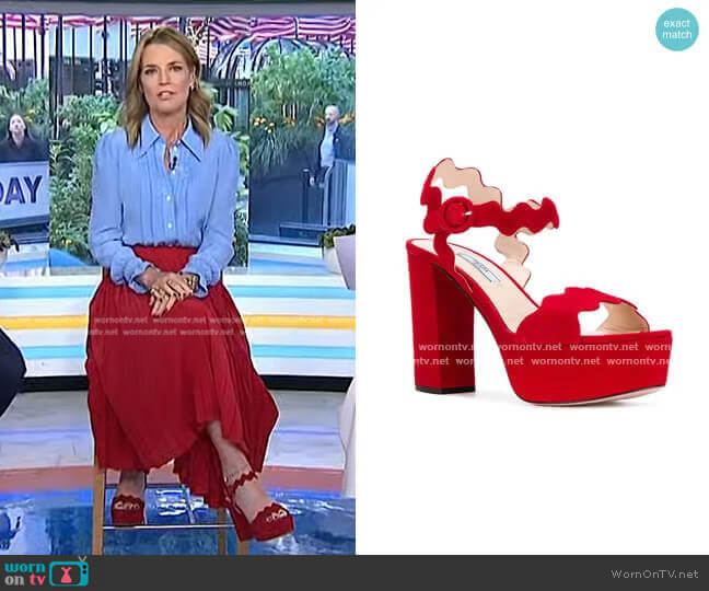 Prada Scalloped Platform Sandals worn by Savannah Guthrie on Today
