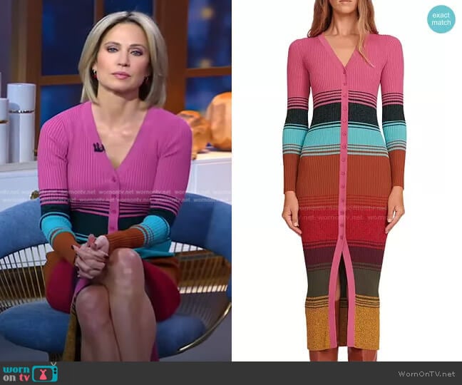 Staud Shoko Sweater in Mosaic Stripe worn by Amy Robach on Good Morning America