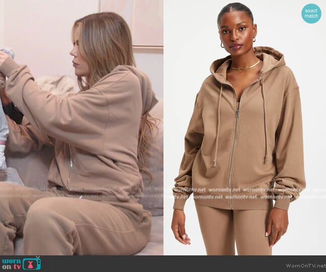 Good American Boyfriend Zip Hoodie worn by Khloe Kardashian (Khloe Kardashian) on The Kardashians