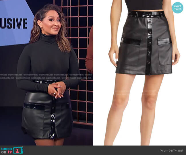 Staud Mix Texture Faux Leather Skirt worn by Adrienne Houghton on E! News