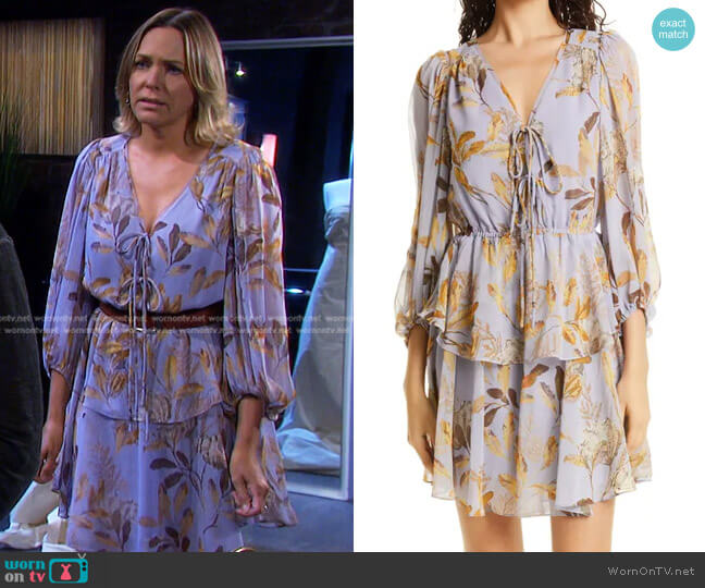 Ted Baker Gretia Leaf Print Long Sleeve Peplum Dress worn by Nicole Walker (Arianne Zucker) on Days of our Lives