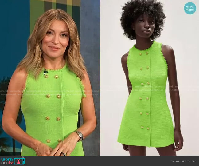 Buttons by Zara Textured Weave Dress worn by Kit Hoover on Access Hollywood