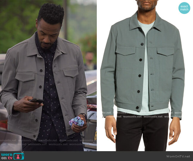 Theory Cotton Blend Twill Trucker Jacket worn by (McKinley Freeman) on Reasonable Doubt