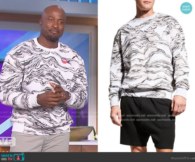 Twenty Montreal Hyper Reality Knit Sweatshirt worn by Akbar Gbajabiamila on The Talk